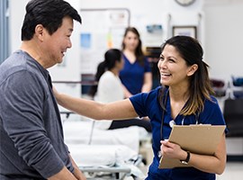 Nurse comforting patient