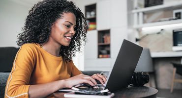 Woman working on laptop